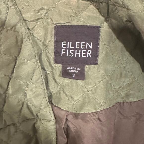 Green Eileen Fisher Quilted Silk Jacket sz S Lightweight Jacket - Picture 6 of 11